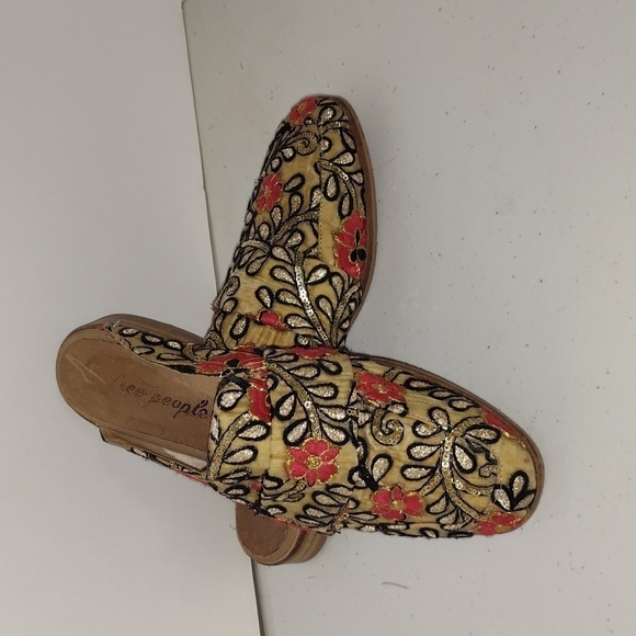 Free People gold and red Embroidered Mules size 38 - Picture 1 of 12